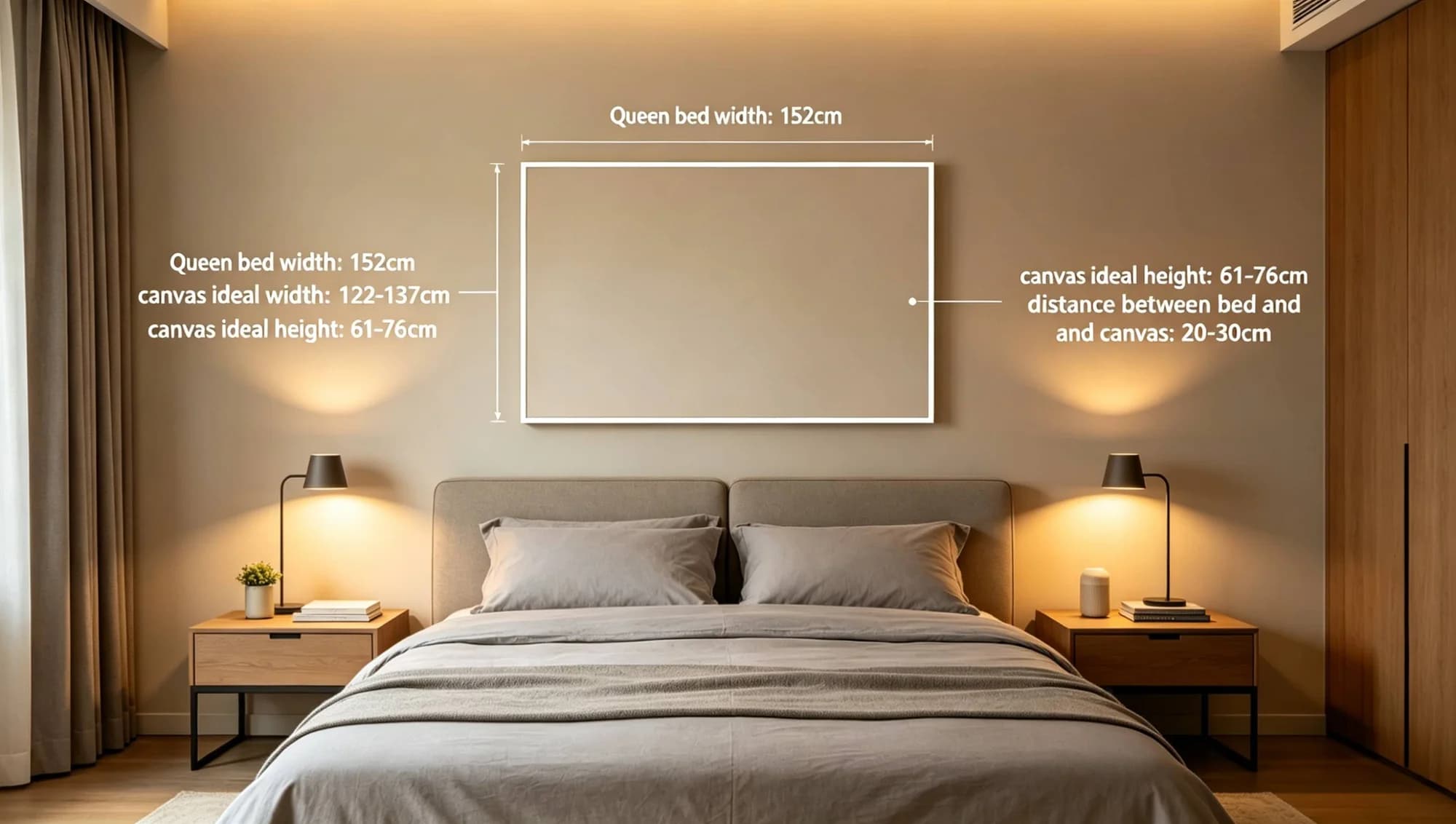 what size canvas looks best above a queen bed ?