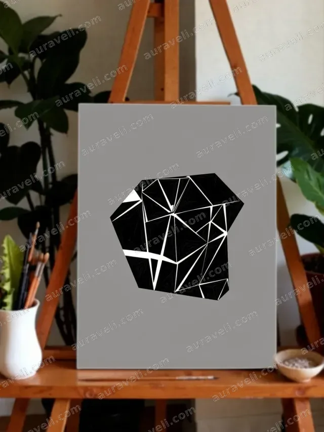 Abstract Geometric Black Crystal Canvas Wall Art for Home Decor — art print