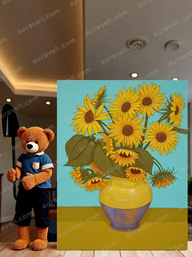 Sunflower Vase Canvas Wall Art for Living Room Home Decor — art print