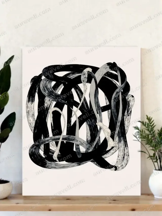 Abstract Swan Ink Brush Canvas Wall Art for Living Room Home Decor — art print