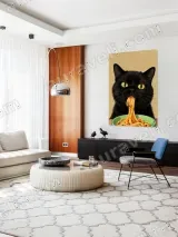 Black Cat Eating Spaghetti Canvas Wall Art for Home Decor – view 5