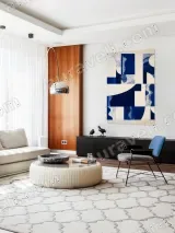 Abstract Blue & Cream Geometric Canvas Wall Art for Living Room Decor – view 5