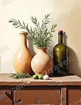 Rustic Still Life Terracotta Vases Canvas Wall Art for Living Room Decor living room wall art for modern home decor