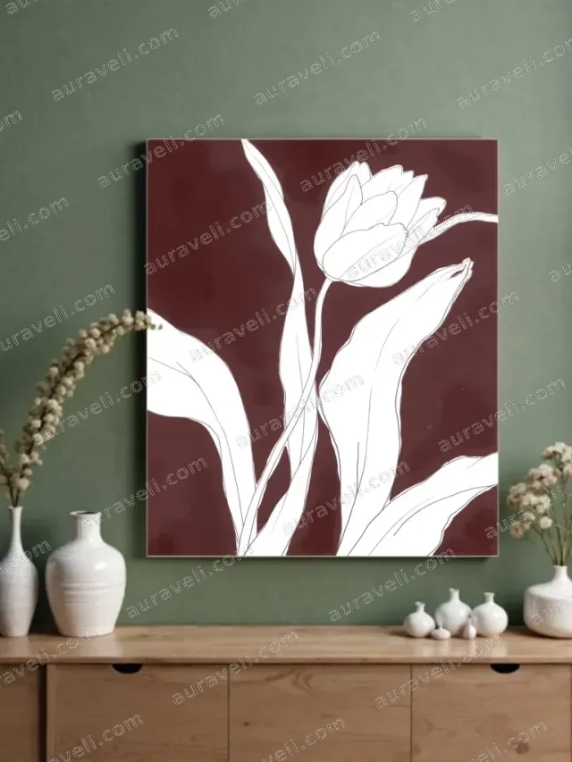 Minimalist Tulip Line Art Canvas Wall Art for Living Room Bedroom Home Decor — art print
