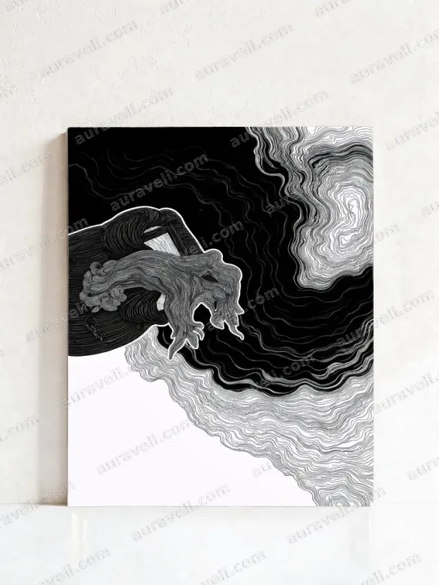 Abstract Twisted Root & Wave Canvas Wall Art for Living Room Home Decor — art print