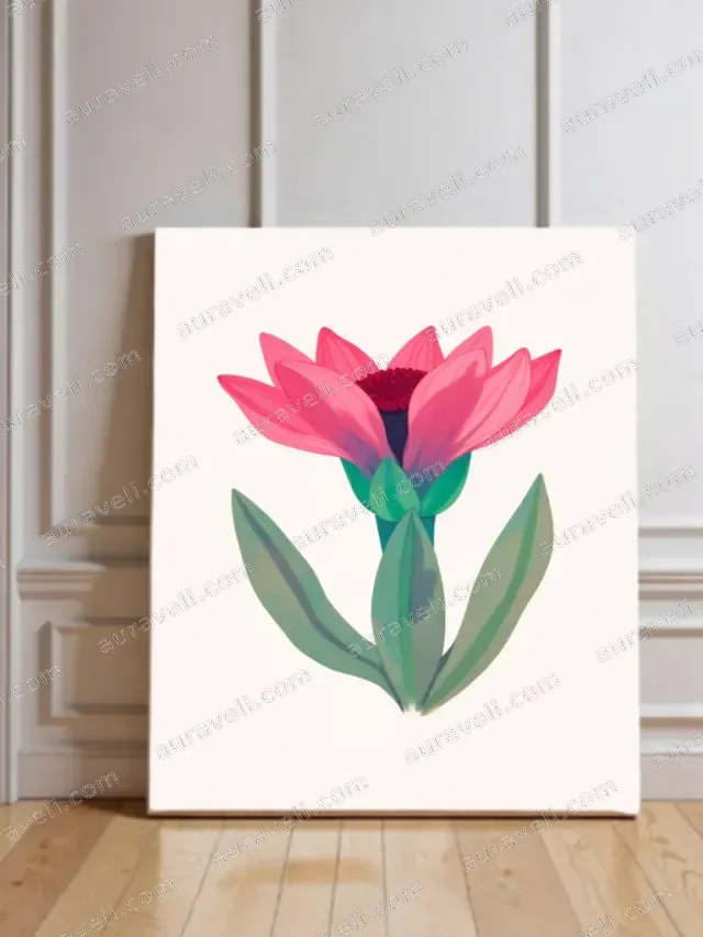 Pink Floral Canvas Wall Art for Bedroom & Living Room Home Decor — art print