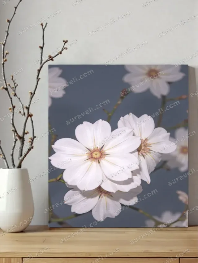 White Floral Canvas Wall Art for Bedroom and Living Room Home Decor — art print