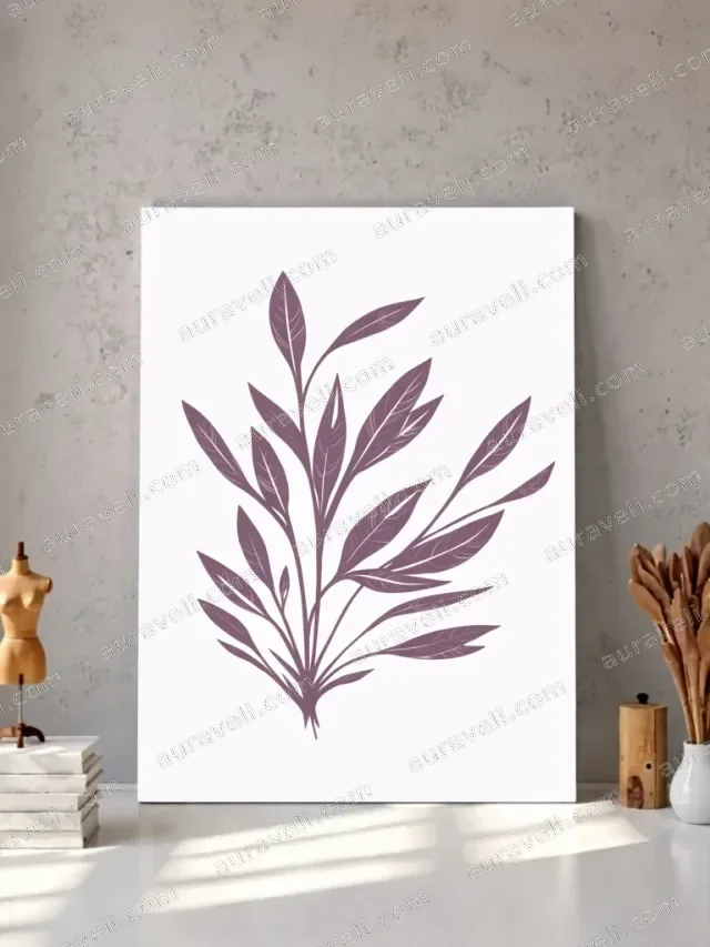 Purple Botanical Leaf Canvas Wall Art for Living Room Home Decor — art print