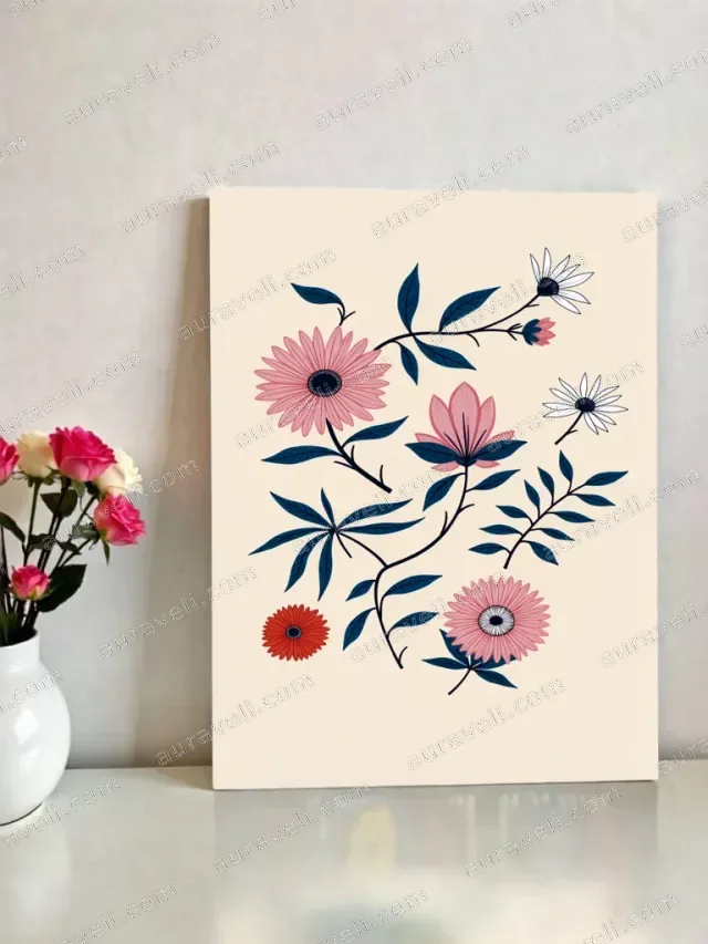 Floral Botanical Canvas Wall Art for Bedroom & Living Room Home Decor — art print