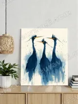Abstract Blue Herons Canvas Wall Art for Home Decor – view 3