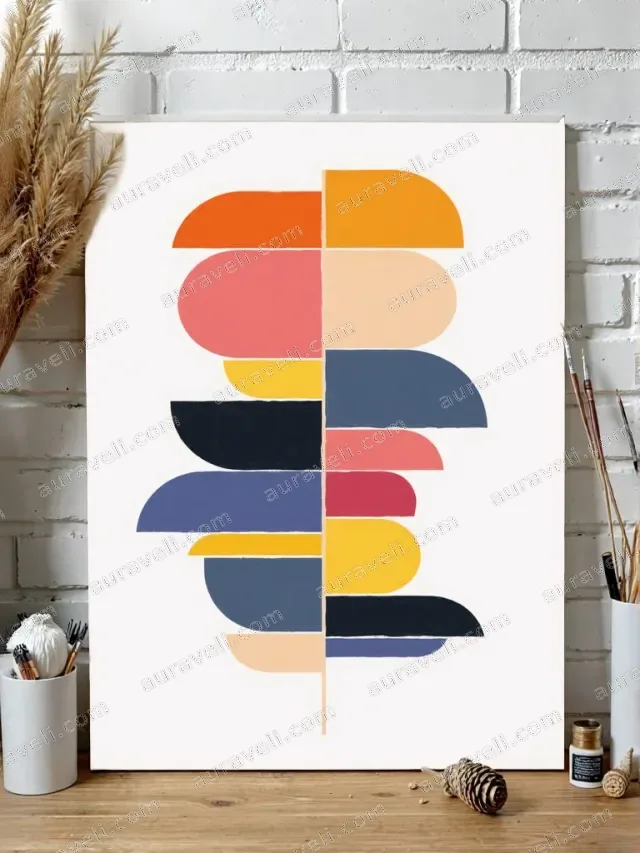 Abstract Colorblocked Geometric Canvas Wall Art for Living Room Bedroom Home Decor — art print