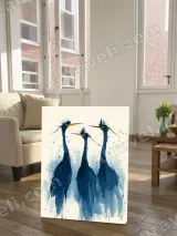 Abstract Blue Herons Canvas Wall Art for Home Decor – view 2