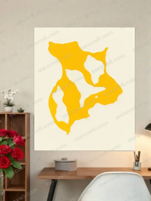 Abstract Yellow Organic Shape Canvas Wall Art for Living Room Home Decor — art print