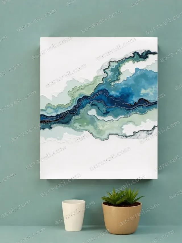 Abstract Blue Green Fluid Canvas Wall Art for Living Room Home Decor — art print