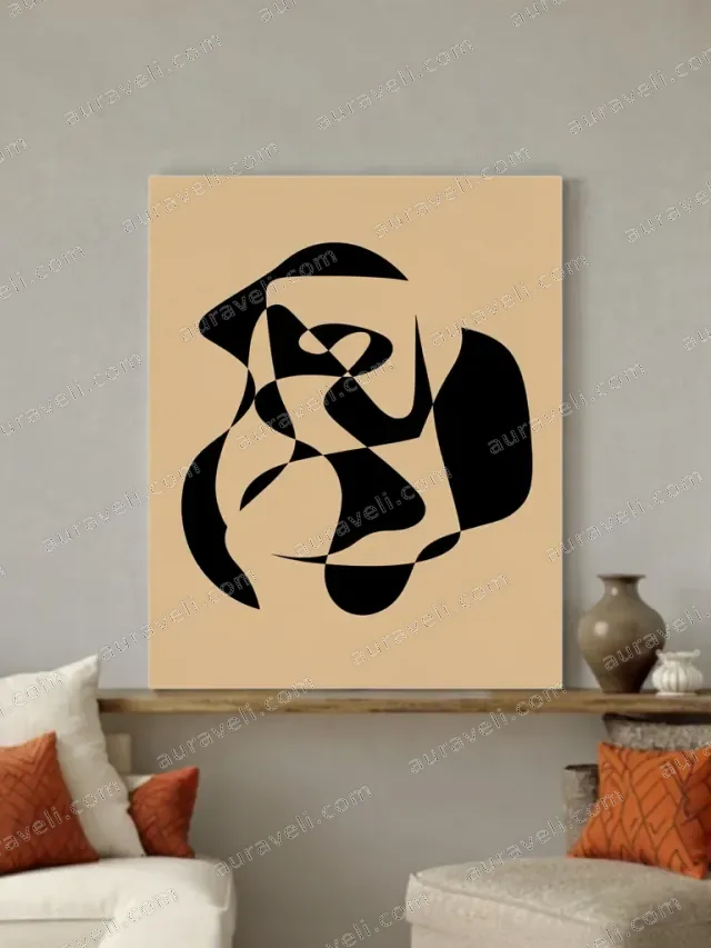 Abstract Black Organic Shapes Canvas Wall Art for Living Room Home Decor — art print