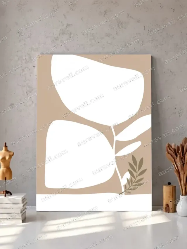 Minimalist Abstract Botanical Canvas Wall Art for Living Room Decor — art print