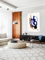 Abstract Blue & Orange Shapes Canvas Wall Art for Living Room Home Decor – view 5