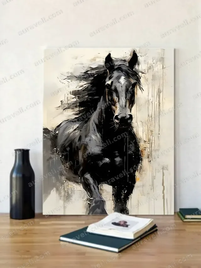 Abstract Black Horse Canvas Wall Art for Living Room Home Decor — art print