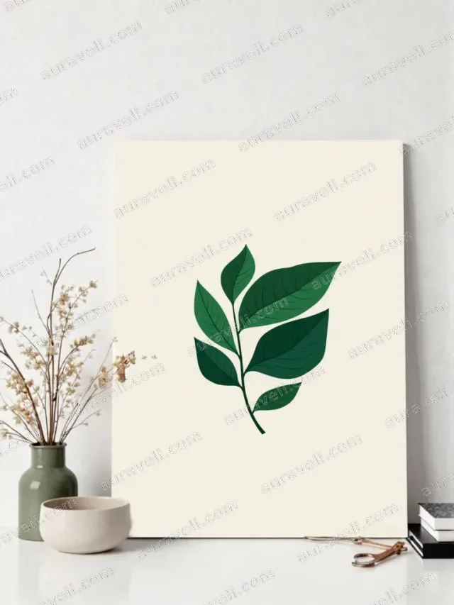 Green Leaf Botanical Canvas Wall Art for Living Room Home Decor — art print