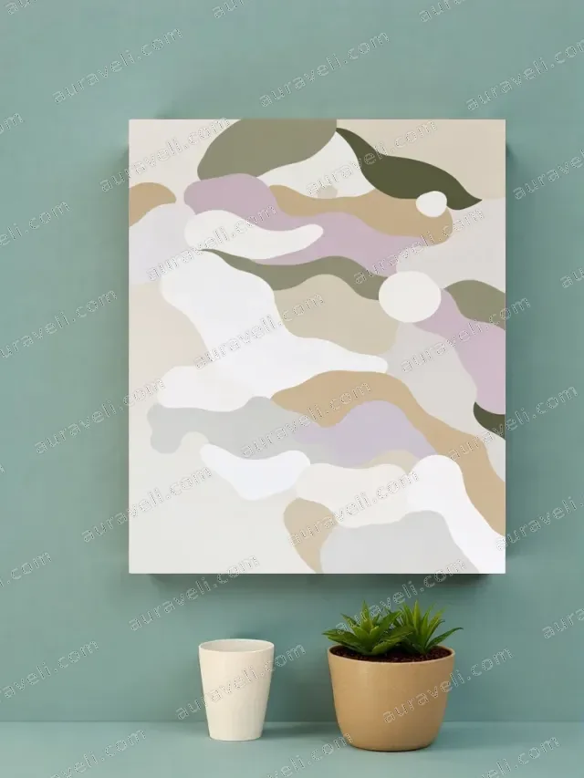 Abstract Soft-Toned Organic Shapes Canvas Wall Art for Living Room Home Decor — art print
