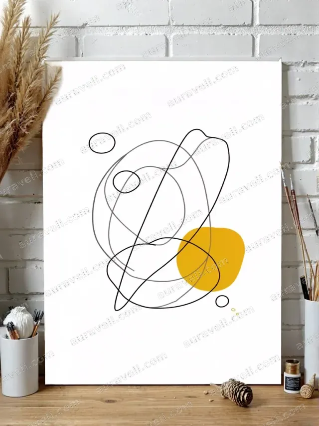 Abstract Line & Yellow Shape Wall Art for Living Room Bedroom Home Decor — art print
