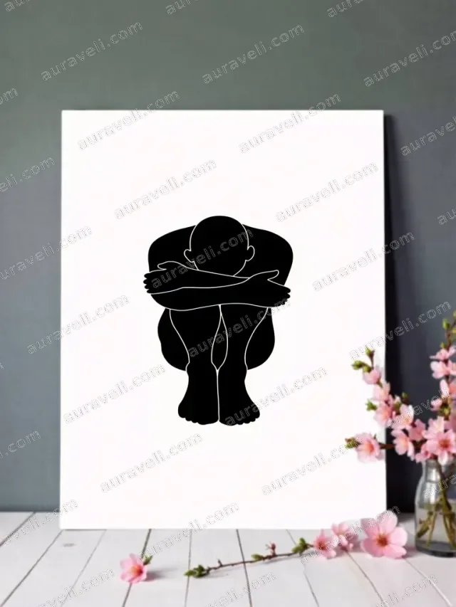 Abstract Self - Hugging Figure Canvas Wall Art for Bedroom Decor — art print
