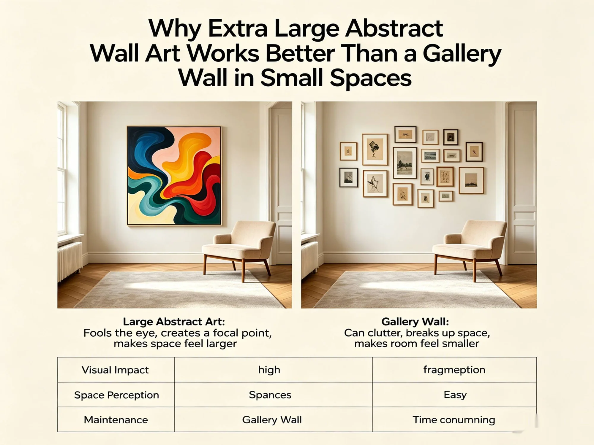 why extra large abstract wall art works better than a gallery wall in small spaces